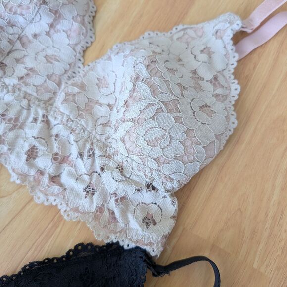 Momanda Lace Plunge Nursing Bralettes Black Rose Bundle of 2 32DD - Picture 4 of 6